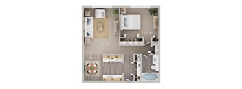 1 Bedroom Floor Plan 700 sqft.