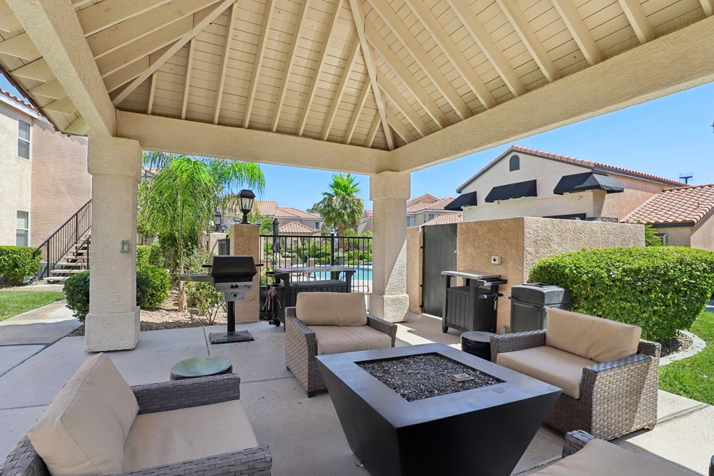 view of the BBQ and firepit