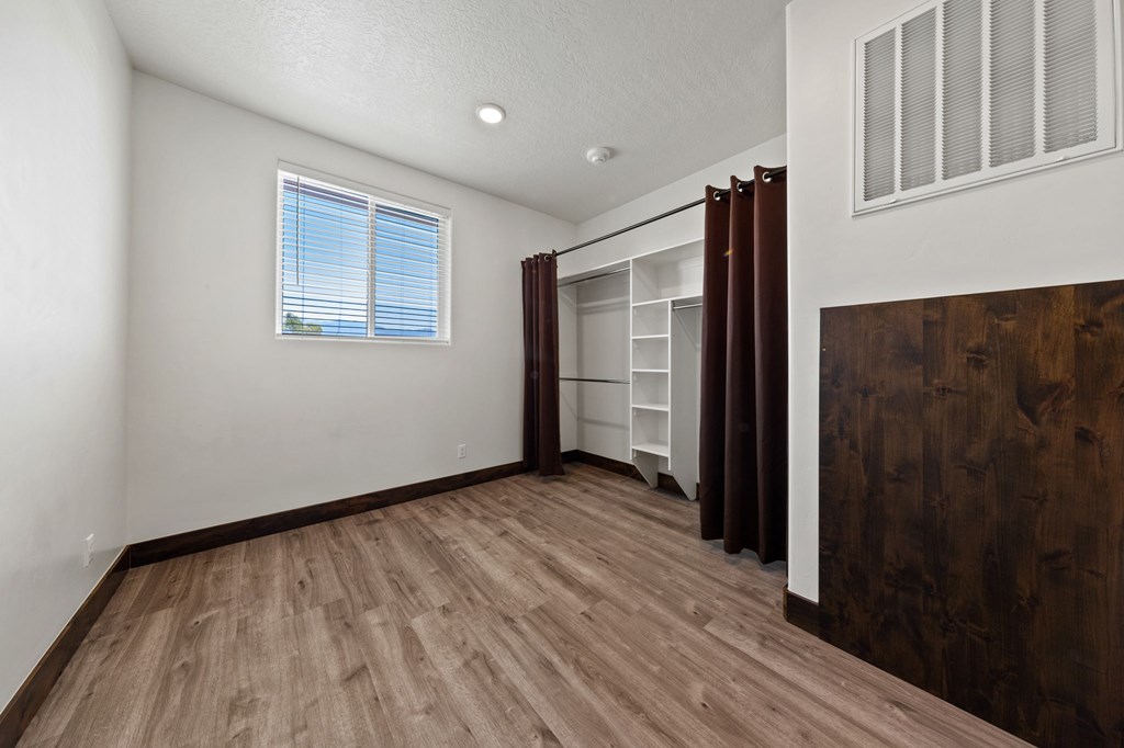Inside the bedroom, view of closet