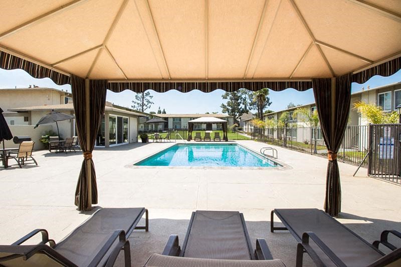 cabana view with pool