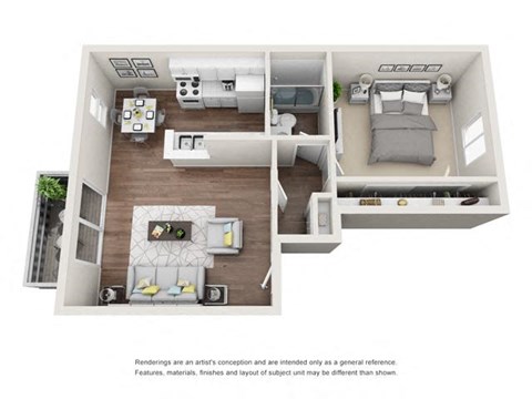 1 bed floorplan