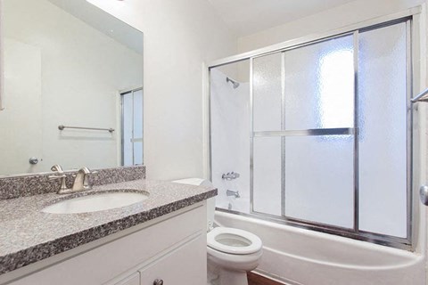 a bathroom with a sink toilet and a shower