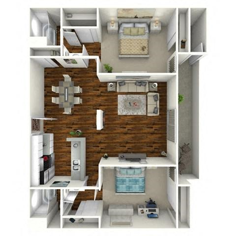 2 bed 2 bath floorplan