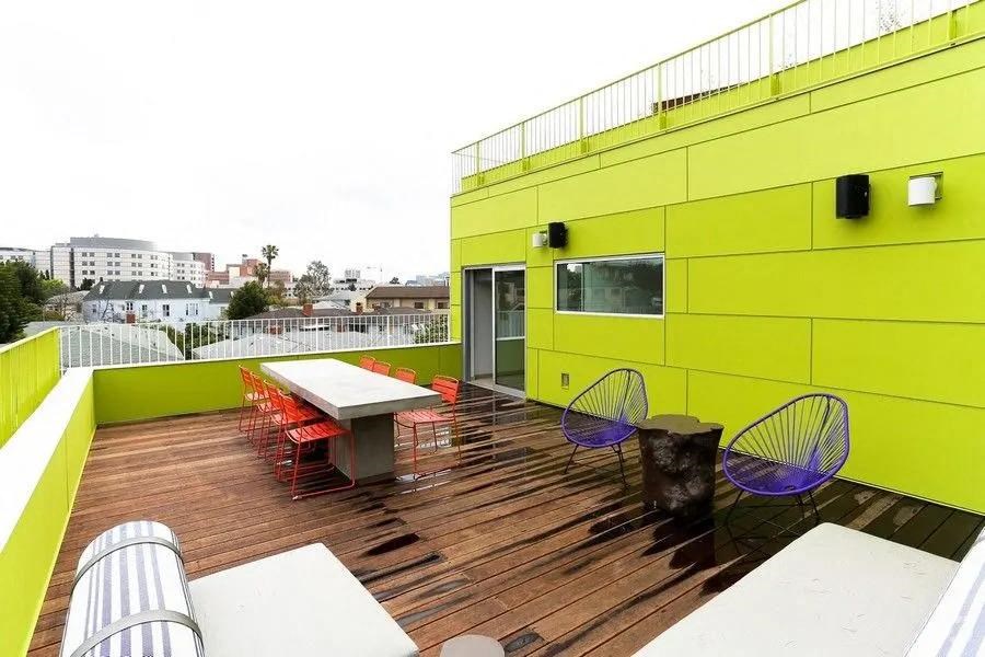table and chairs outside rooftop