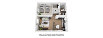 a 1 bedroom floor plan with a bathroom and a balcony