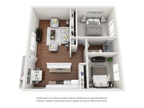2 bedroom 1 bath floorplan