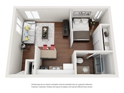 1 bed 1 bath floorplan
