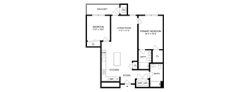 a floor plan of a house with a bedroom and a living room