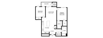 a floor plan of a house with a bedroom and a living room