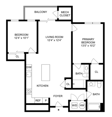 a floor plan of a house with a bedroom and a living room