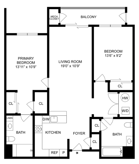 a floor plan of a house with a bedroom and a living room