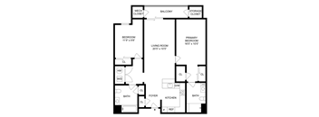 a floor plan of a house with a bedroom and a living room