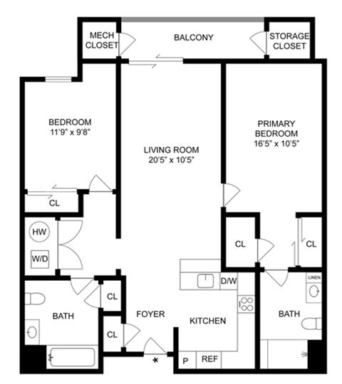 a floor plan of a house with a bedroom and a living room