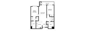 a floor plan of a house with a bedroom and a living room