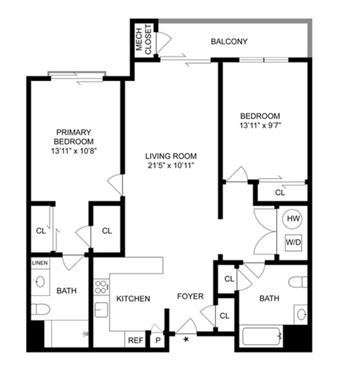 a floor plan of a house with a bedroom and a living room