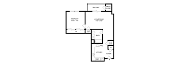 a floor plan of a house with a bedroom and a living room