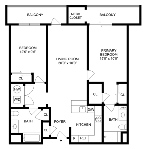 a floor plan of a house with a bedroom and a living room