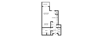 a floor plan of a 1 bedroom floor plan for a roommates house