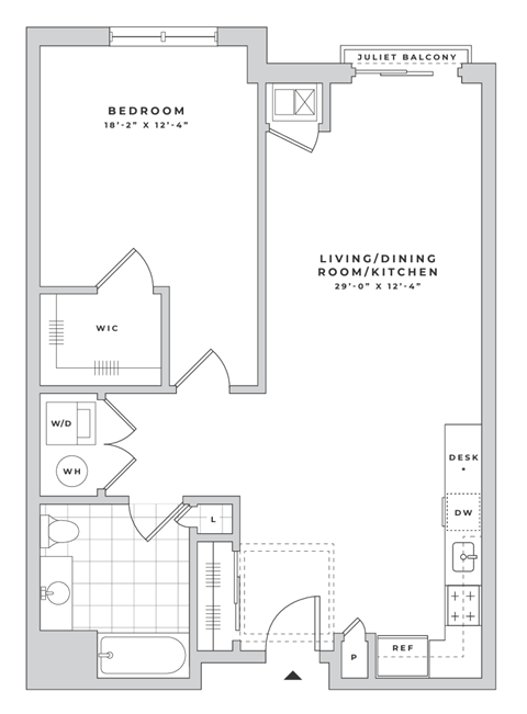 a floor plan of a 1 bedroom floor plan