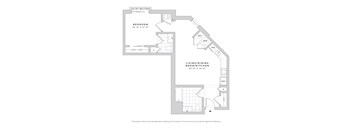 floor plan of the first floor of a 1 bedroom apartment
