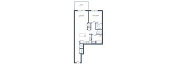 A floor plan of a house with a living room, dining room, and two bedrooms.