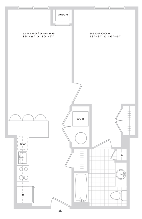 A floor plan of a home with a living room, dining room, and bedrooms.
