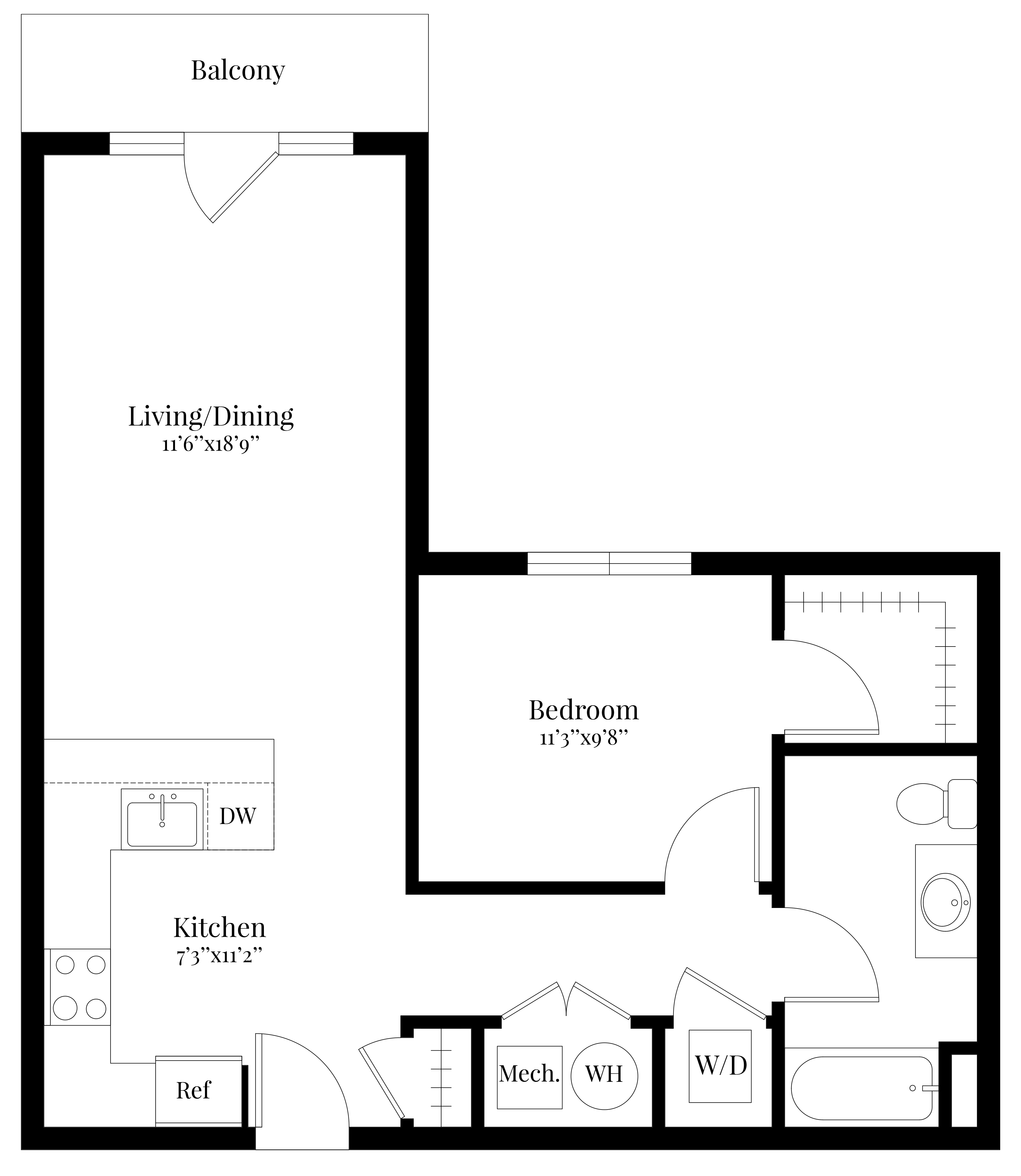 A floor plan of a house with a living/dining area, kitchen, bedroom, bathroom, and a workshop/wine cellar.