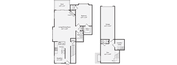 A black and white floor plan of a house with labeled rooms.