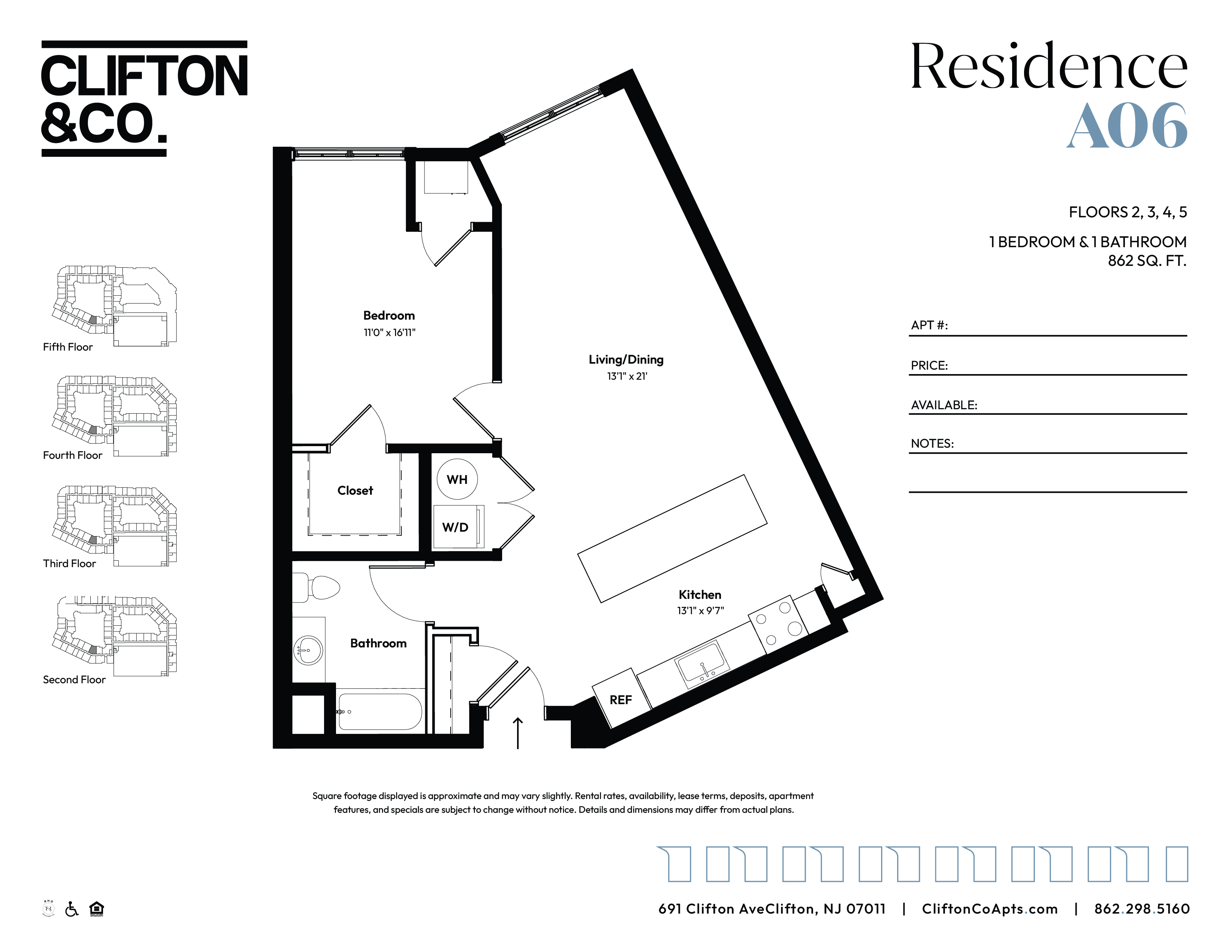 A floor plan for a residence by Clifton & Co.