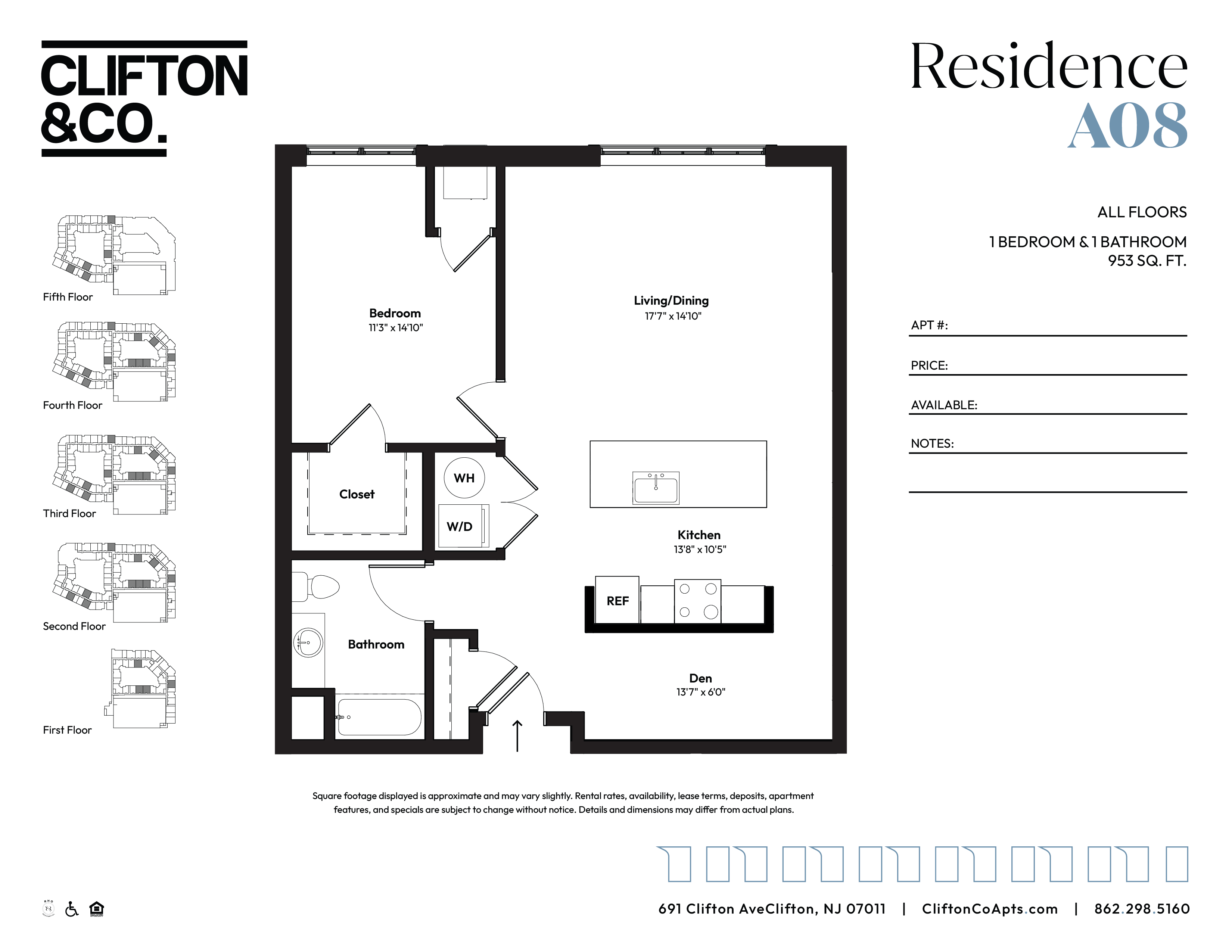 A floor plan for a residence by Clifton & Co.
