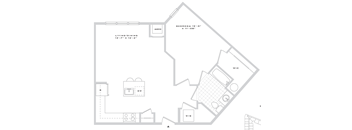 A floor plan of a house with a living/dining area of 13'-7" x 12'-2" and a master bedroom of 15'-0" x 11'-0".