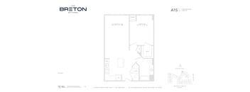 A floor plan for an apartment labeled A15 is displayed.