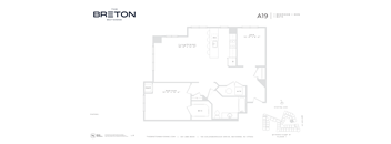 A floor plan for an apartment labeled A19 at The Breton in Bayonne.