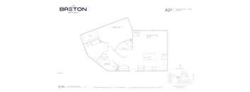 A floor plan for an apartment in The Breton at Bayonne.