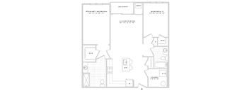 A floor plan of an apartment with a primary bedroom, a living/dining area, a bedroom 2, a balcony, a mech, and a W/D.