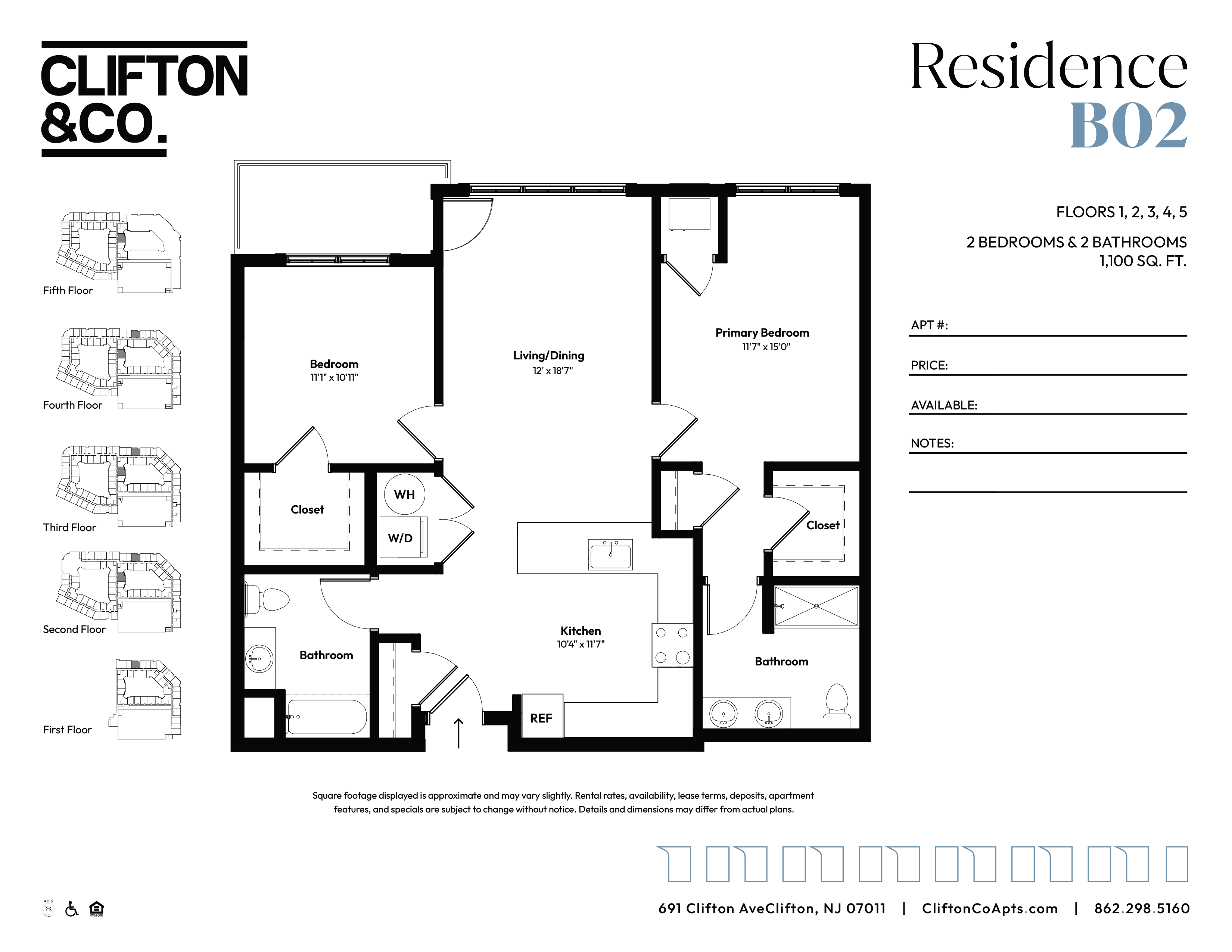 A floor plan for a residence by Clifton & Co.