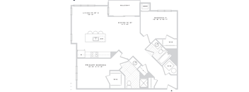 A floor plan of a home with a living room, dining room, and two bedrooms.
