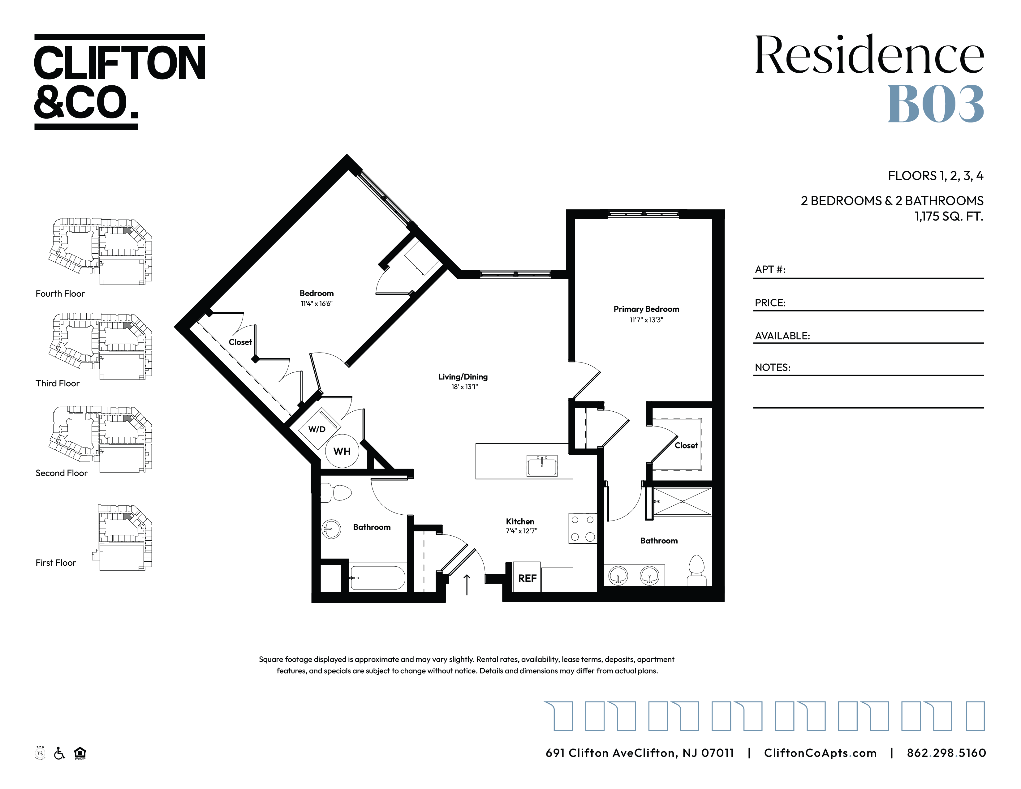 A floor plan for a residence by Clifton & Co.