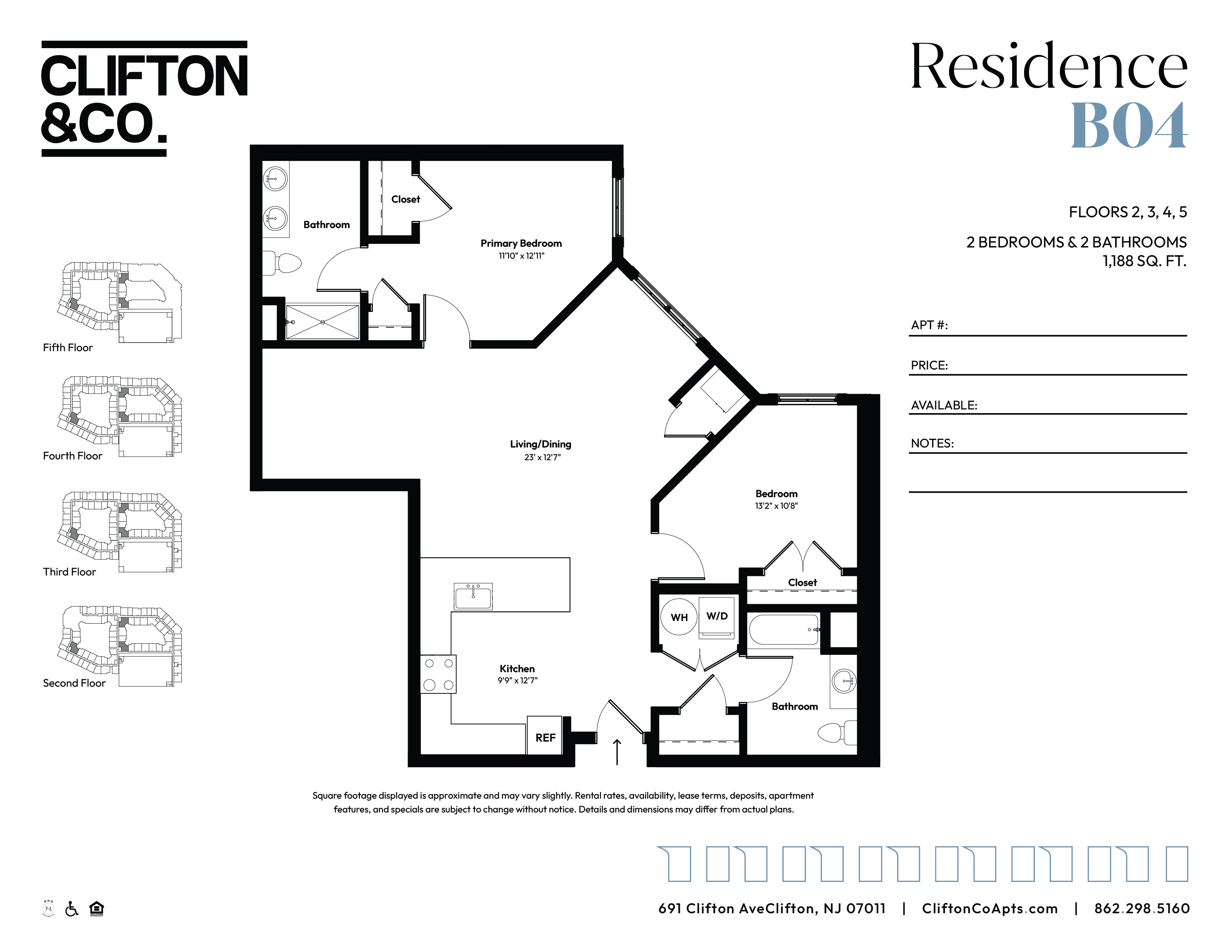 A floor plan for a residence by Clifton & Co.