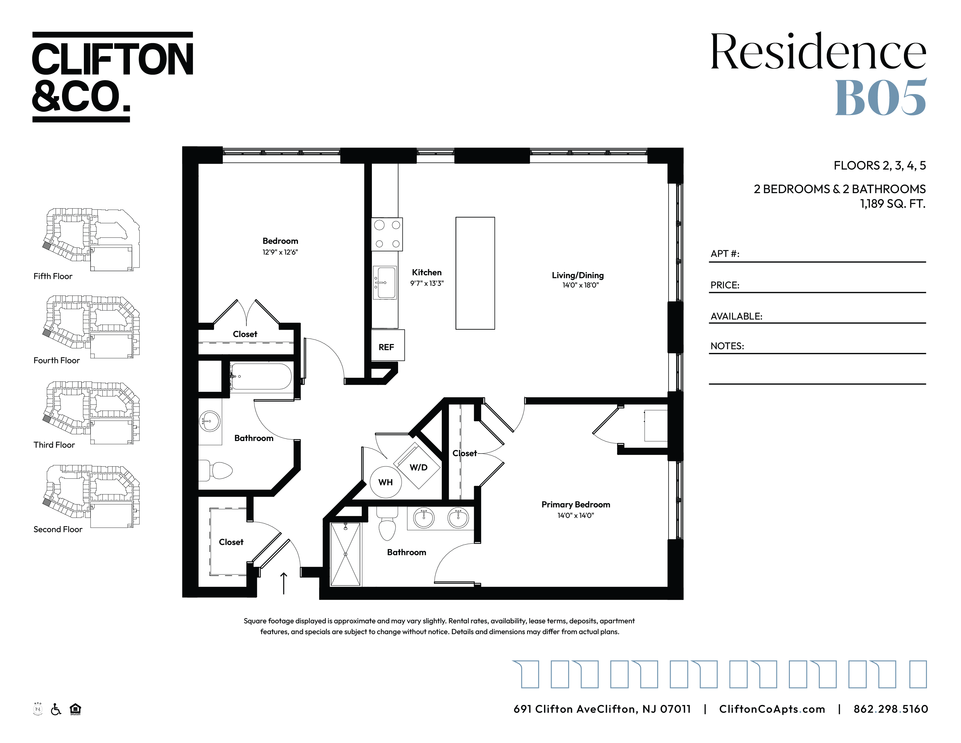 A floor plan for a residence by Clifton & Co.