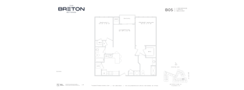 A floor plan for a Breton Bedroom shows a layout with a central hallway and rooms branching off on either side.