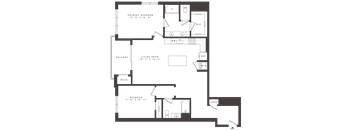 Two bedroom two bath floor plan layout at Aster Grove Apartments, New Jersey