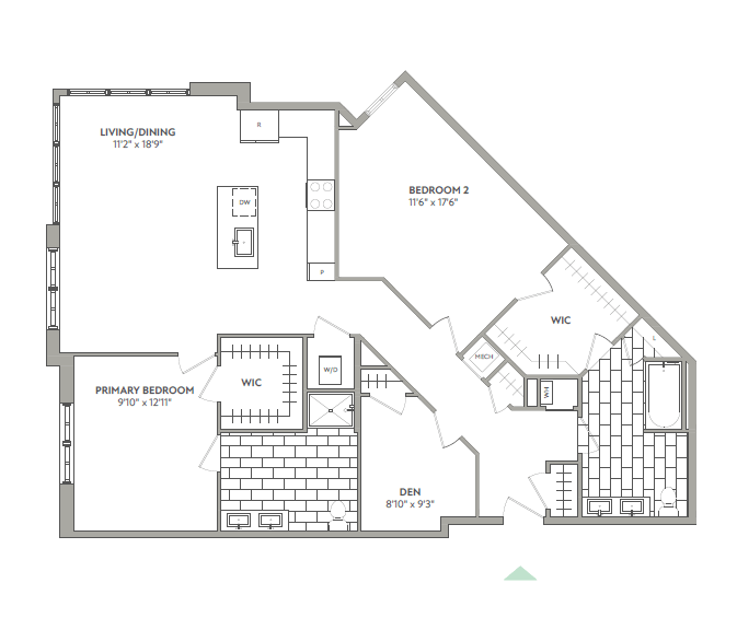 floor plan of the first floor of the renovated apartment building
