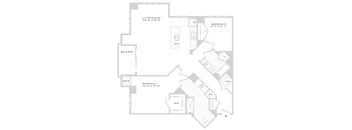 A floor plan of a house with two bedrooms, a living/dining area, a balcony, a mech, a wine cellar, and a laundry room.