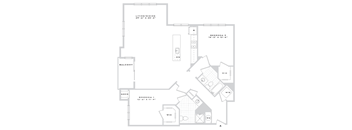 A floor plan of a home with a living/dining area, two bedrooms, a balcony, a mech, and a WIC.