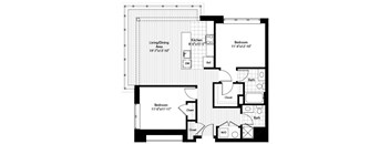 A black and white image of a floor plan for a house.