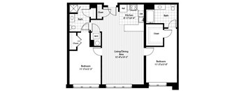 A black and white image of a floor plan for a house.