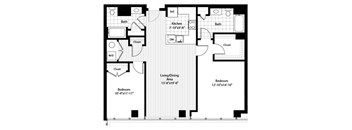 A black and white image of a floor plan for a house.