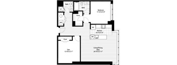 A black and white image of a floor plan for a house.