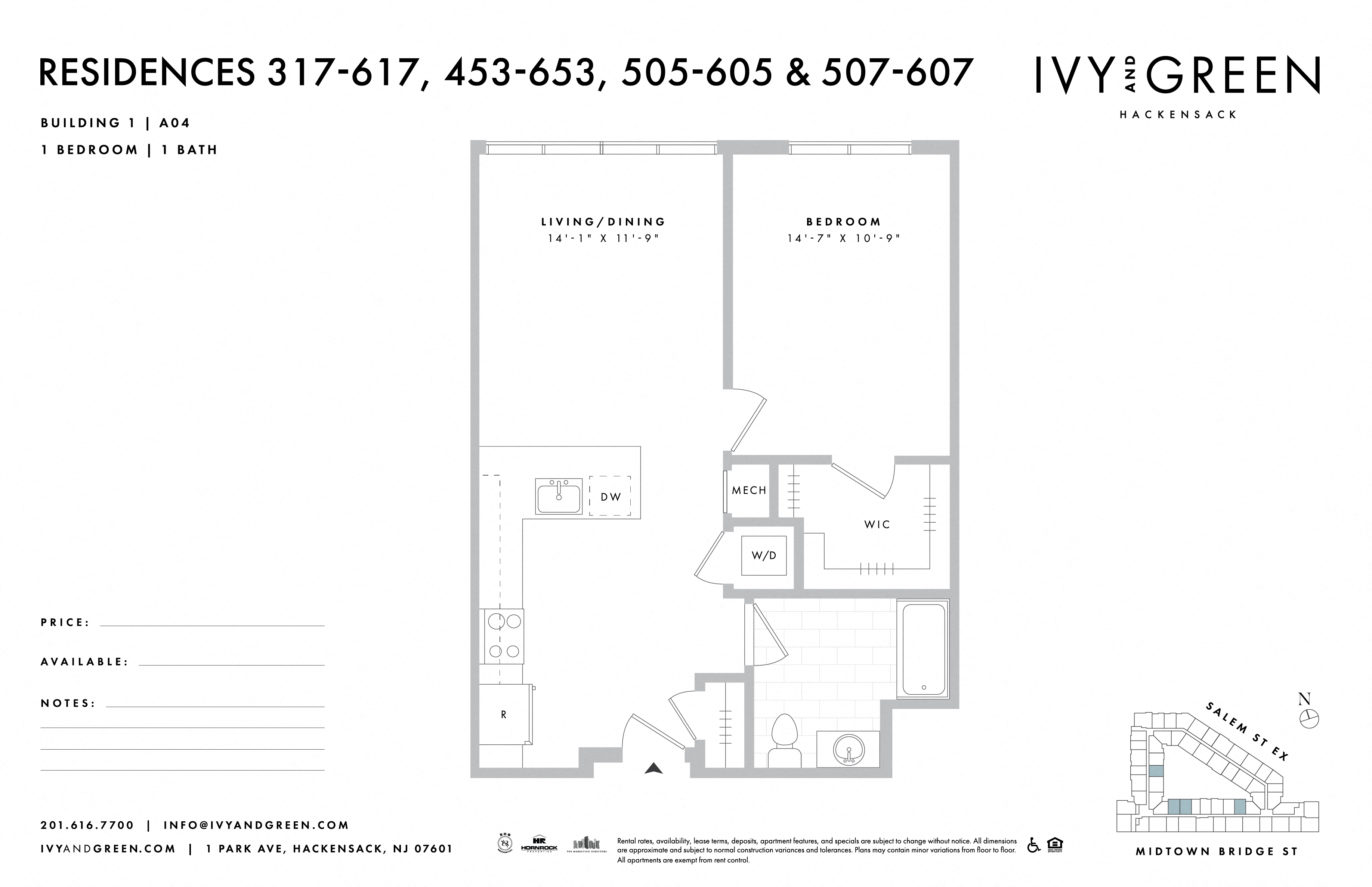 the residence 1 & 2 bedroom floor plans